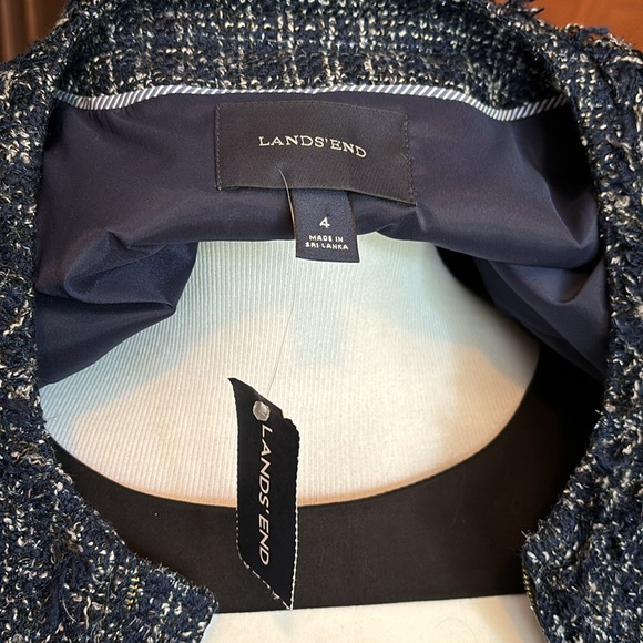 Land’s End Blue Tweed Jacket NWT Size 4 Fringe Texture Blazer/Jacket - Picture 8 of 9